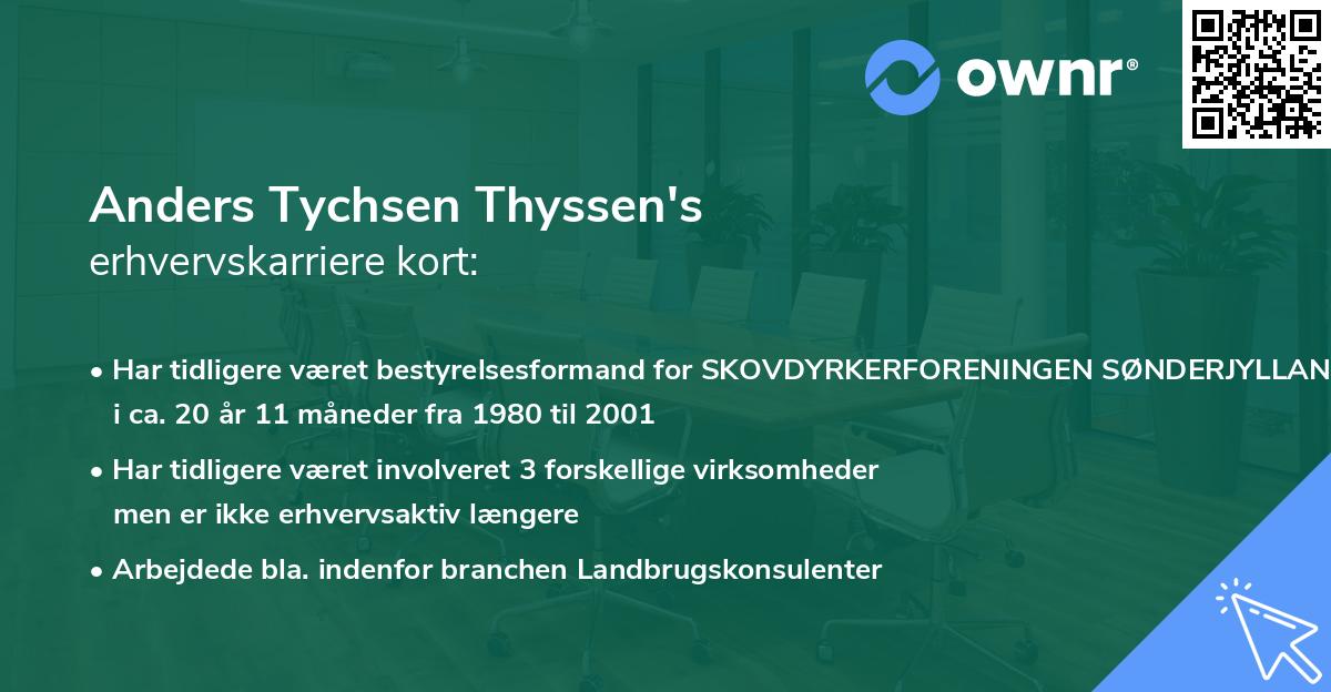Anders Tychsen Thyssen's erhvervskarriere kort