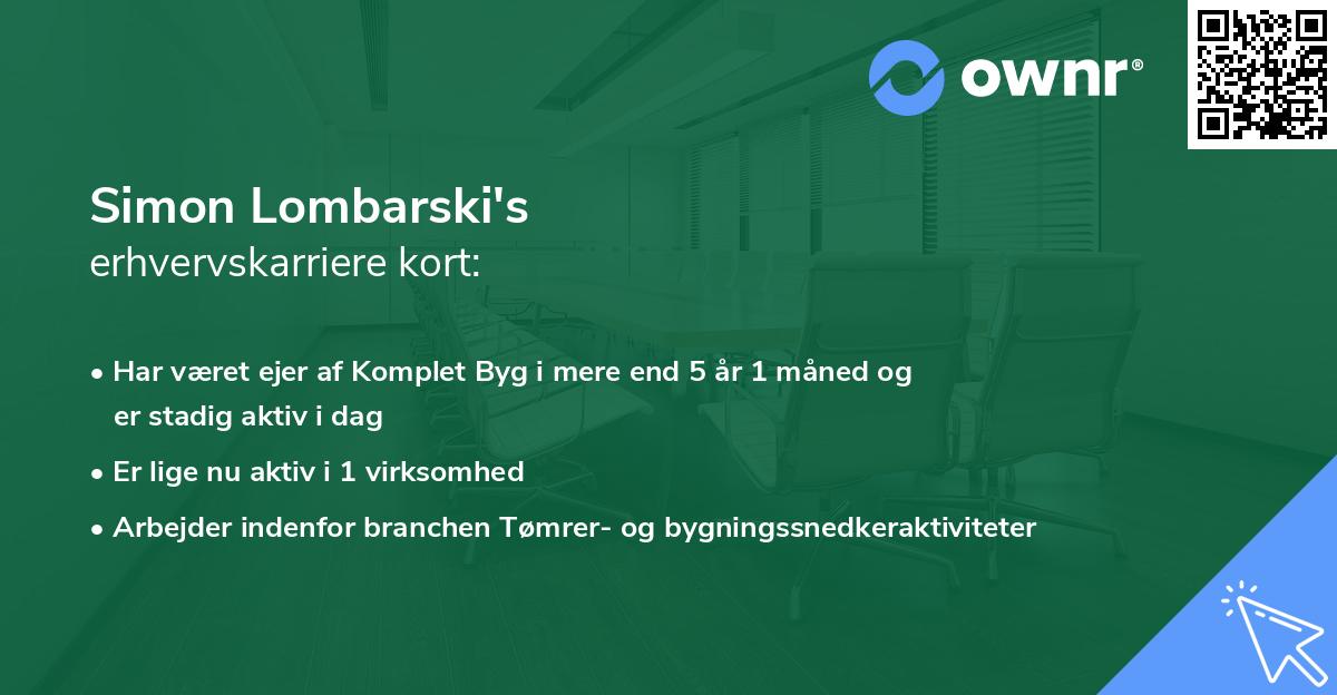 Simon Lombarski's erhvervskarriere kort
