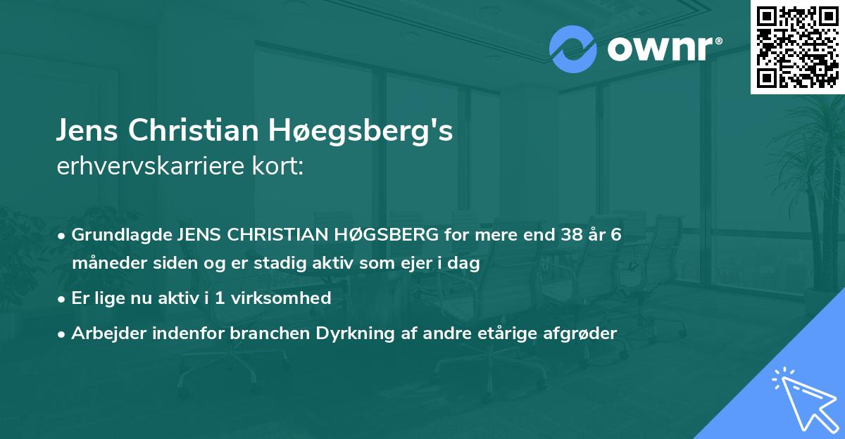 Jens Christian Høegsberg's erhvervskarriere kort