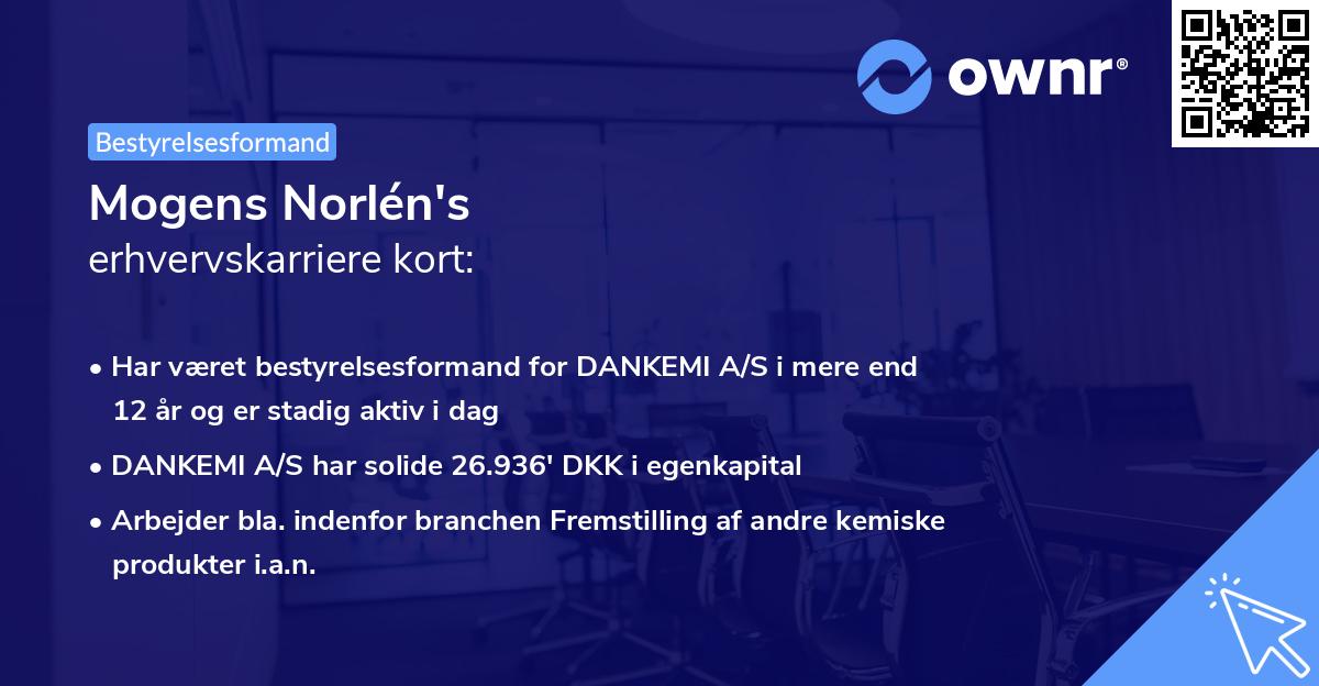Mogens Norlén's erhvervskarriere kort