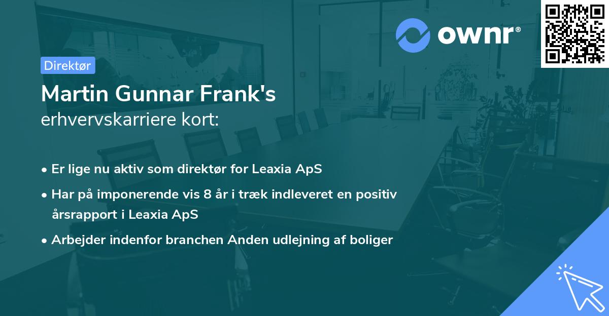 Martin Gunnar Frank's erhvervskarriere kort