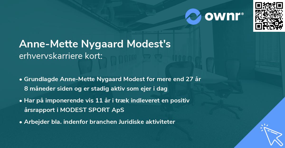 Anne-Mette Nygaard Modest's erhvervskarriere kort