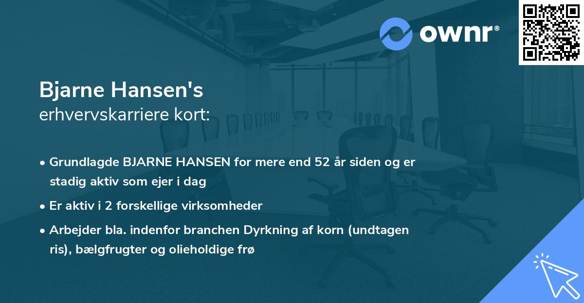 Bjarne Hansen's erhvervskarriere kort