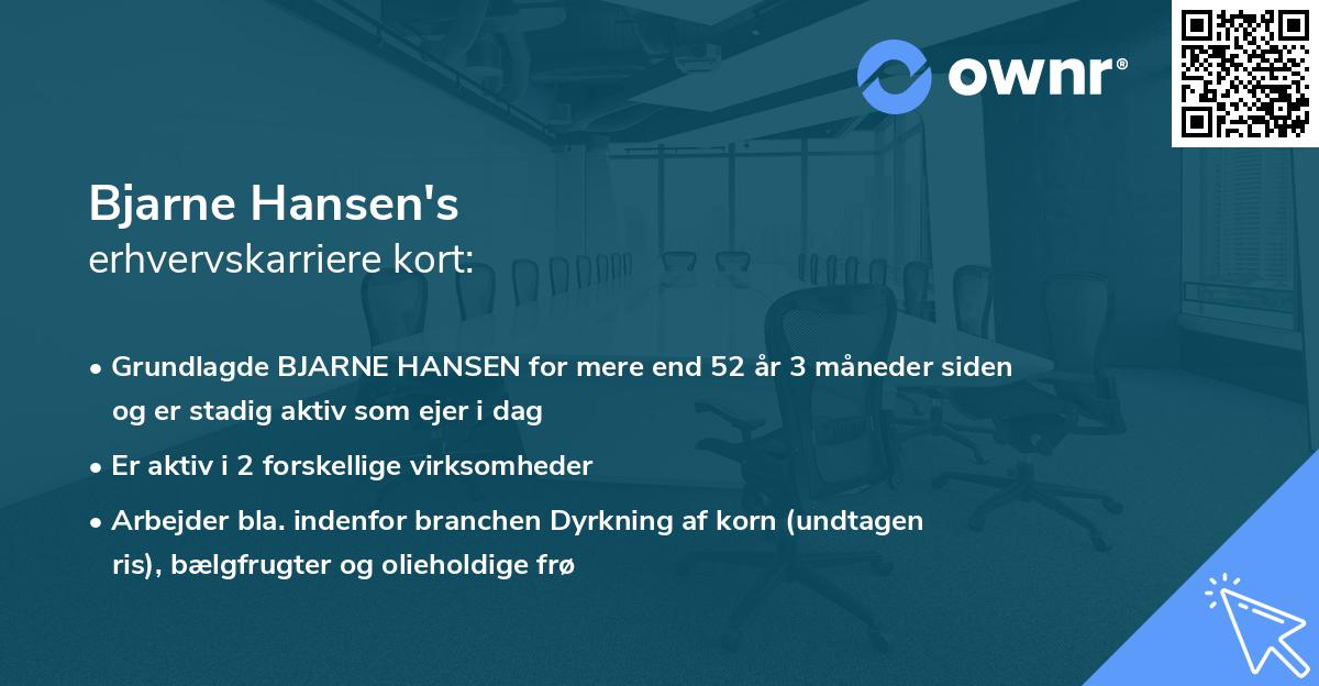 Bjarne Hansen's erhvervskarriere kort