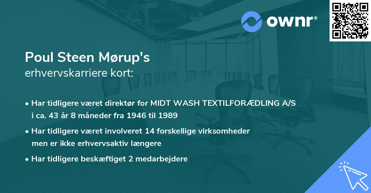Poul Steen Mørup's erhvervskarriere kort