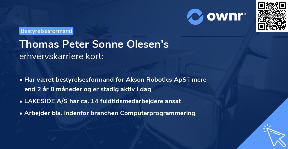 Thomas Peter Sonne Olesen's erhvervskarriere kort