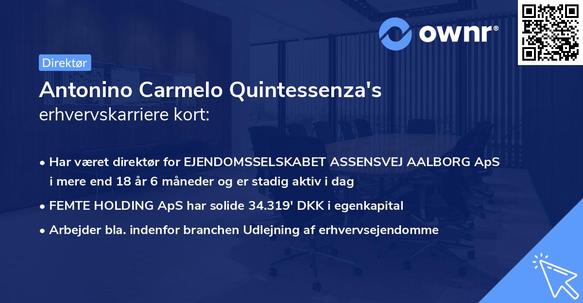Antonino Carmelo Quintessenza's erhvervskarriere kort
