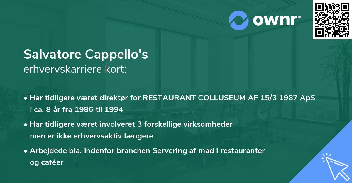 Salvatore Cappello's erhvervskarriere kort