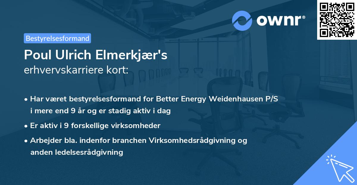 Poul Ulrich Elmerkjær's erhvervskarriere kort