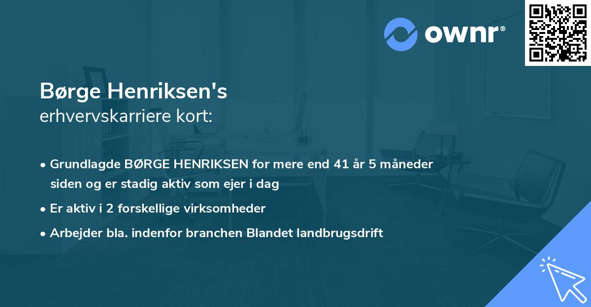 Børge Henriksen's erhvervskarriere kort