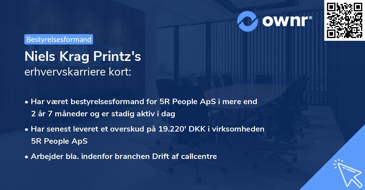 Niels Krag Printz's erhvervskarriere kort