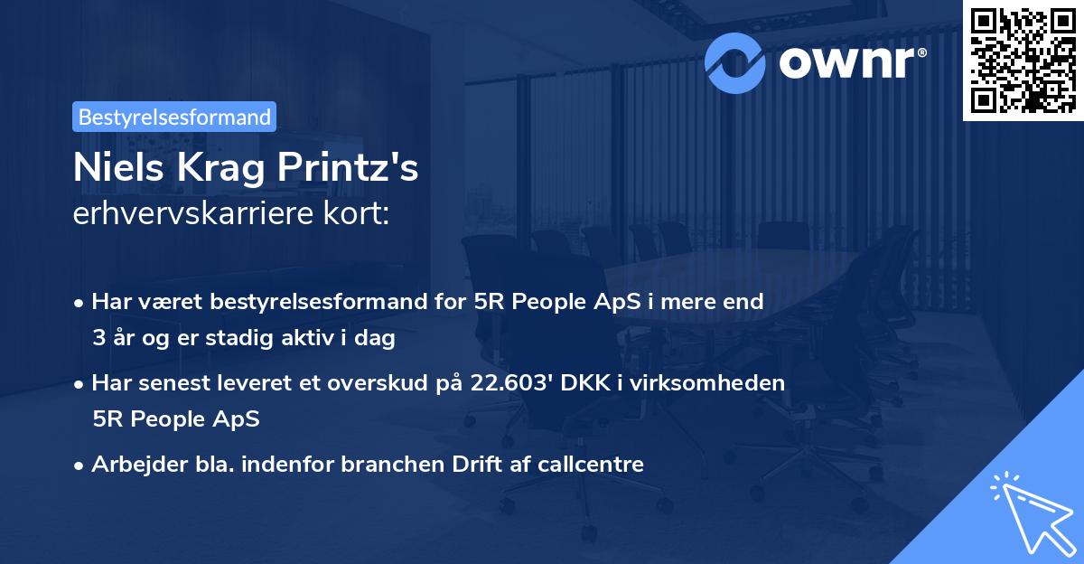 Niels Krag Printz's erhvervskarriere kort