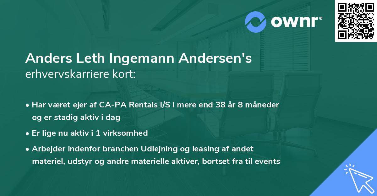 Anders Leth Ingemann Andersen's erhvervskarriere kort