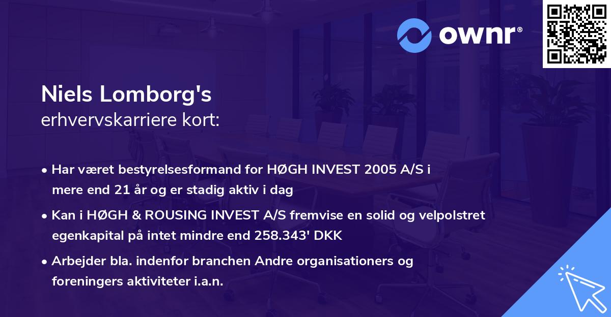 Niels Lomborg's erhvervskarriere kort