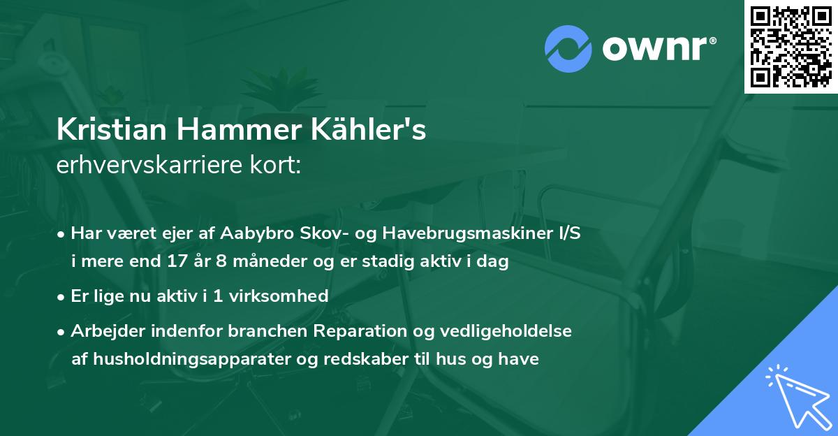 Kristian Hammer Kähler's erhvervskarriere kort