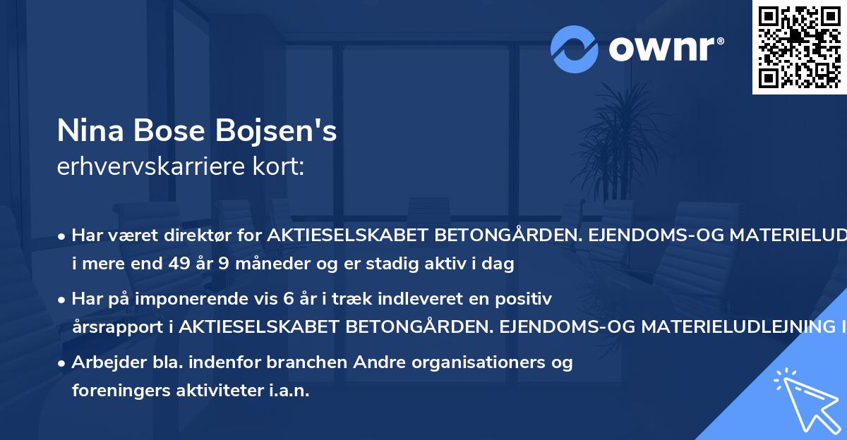 Nina Bose Bojsen's erhvervskarriere kort