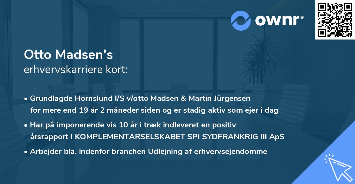 Otto Madsen's erhvervskarriere kort