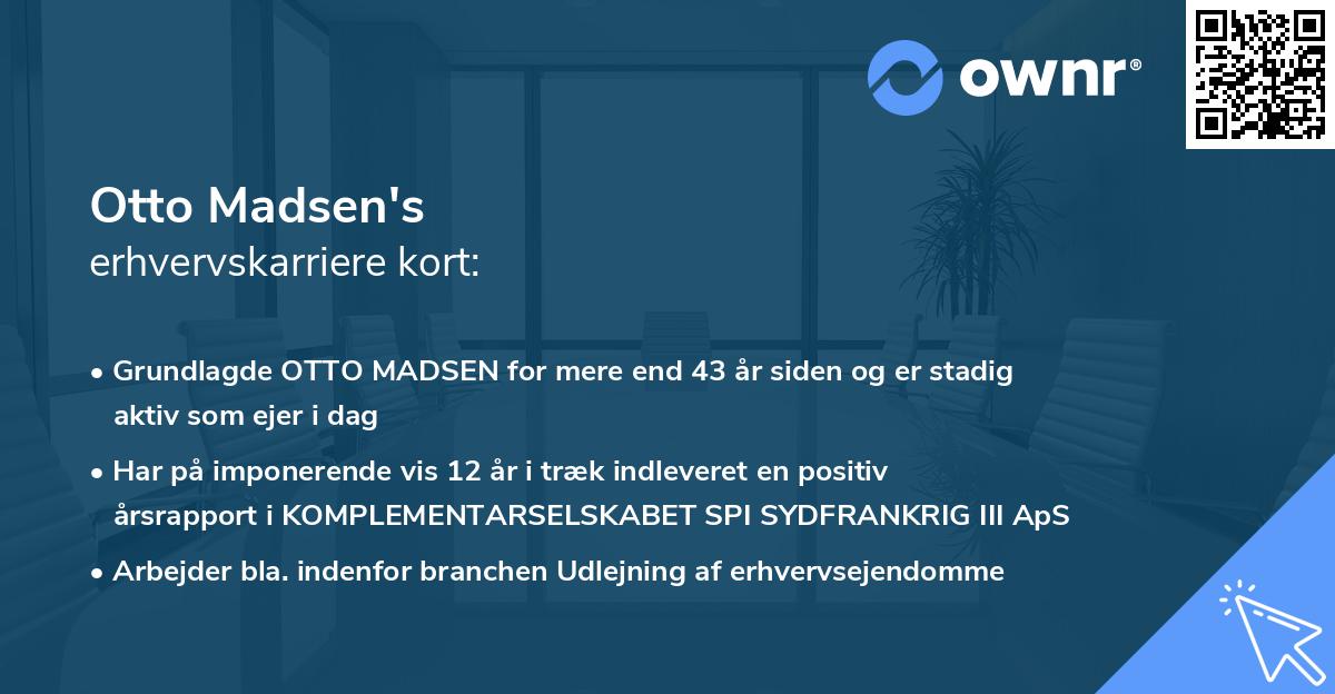 Otto Madsen's erhvervskarriere kort