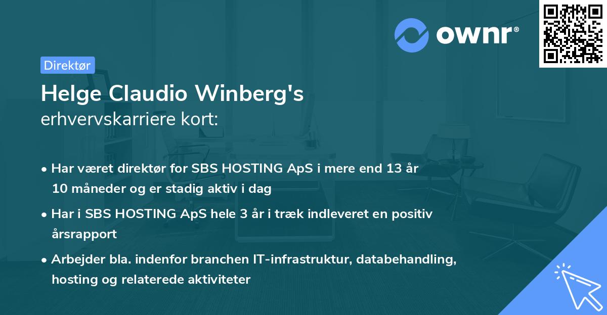 Helge Claudio Winberg's erhvervskarriere kort