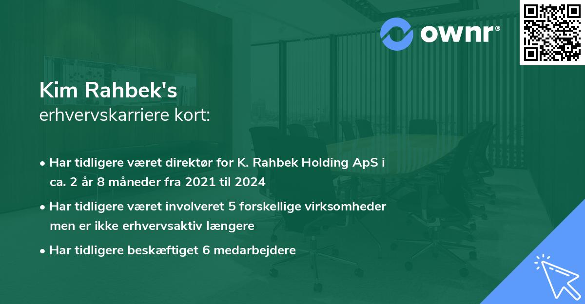 Kim Rahbek's erhvervskarriere kort