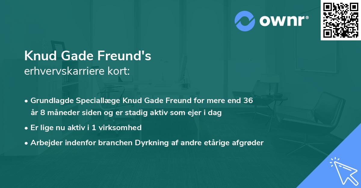 Knud Gade Freund's erhvervskarriere kort