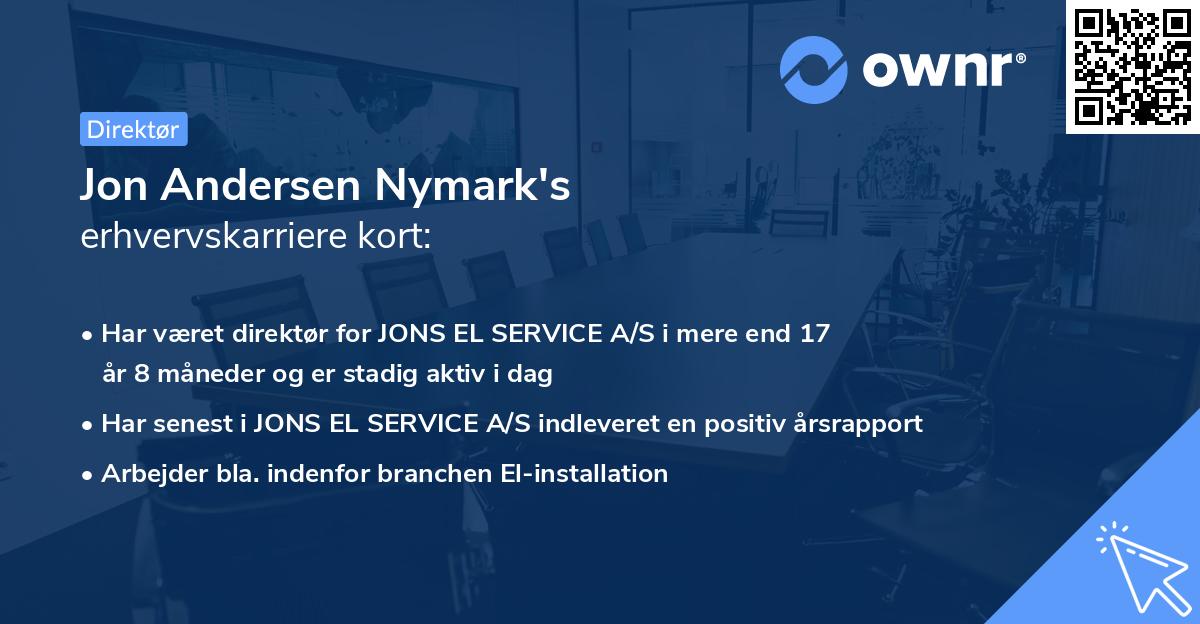 Jon Andersen Nymark's erhvervskarriere kort