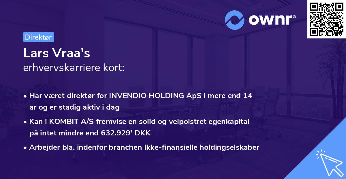 Lars Vraa's erhvervskarriere kort