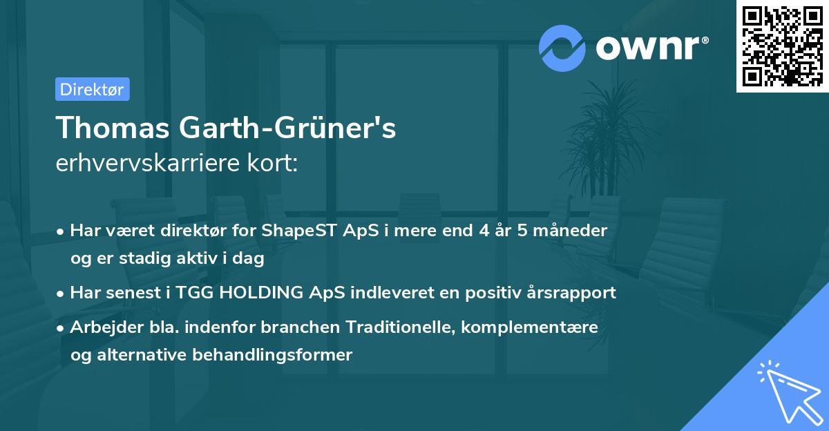 Thomas Garth-Grüner's erhvervskarriere kort