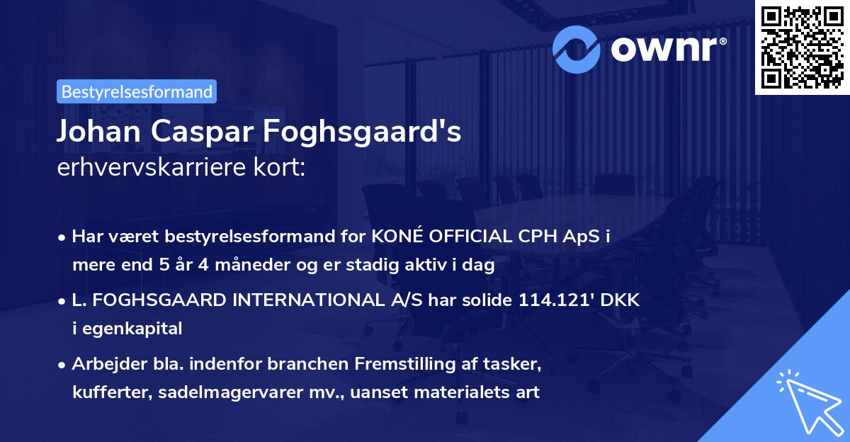 Johan Caspar Foghsgaard's erhvervskarriere kort
