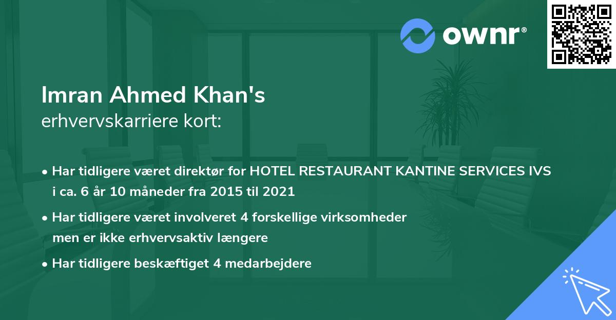 Imran Ahmed Khan's erhvervskarriere kort