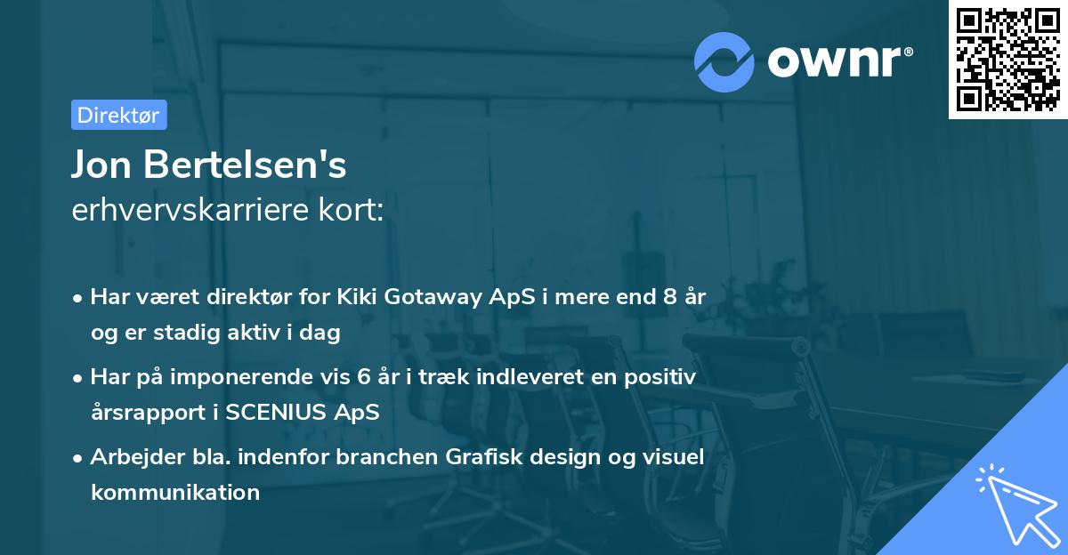 Jon Bertelsen's erhvervskarriere kort