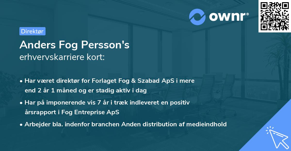 Anders Fog Persson's erhvervskarriere kort