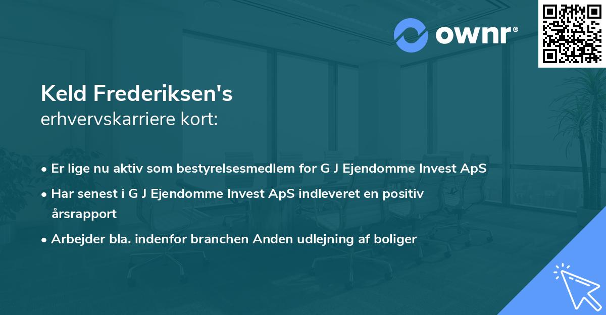 Keld Frederiksen's erhvervskarriere kort