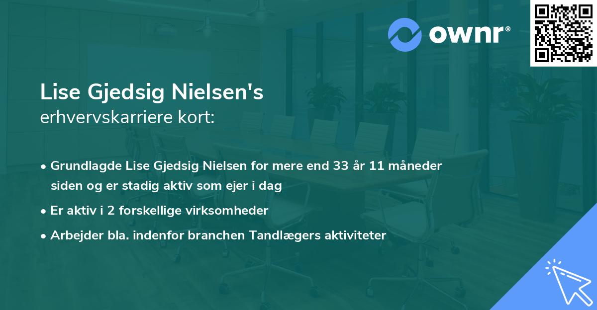 Lise Gjedsig Nielsen's erhvervskarriere kort