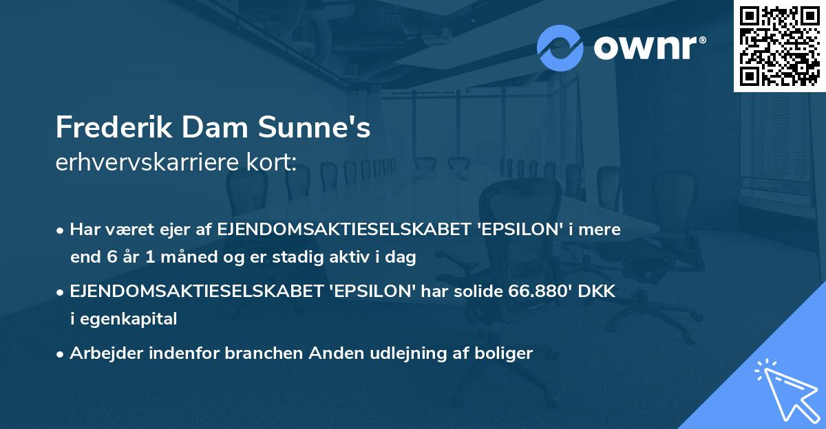 Frederik Dam Sunne's erhvervskarriere kort
