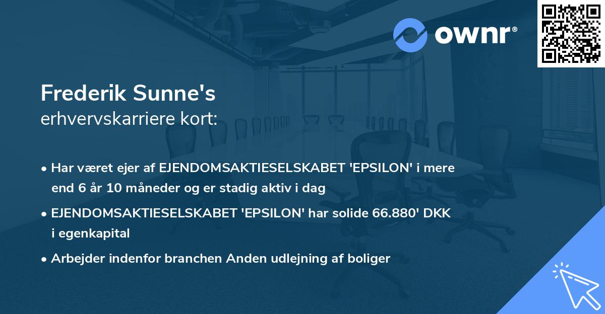 Frederik Sunne's erhvervskarriere kort