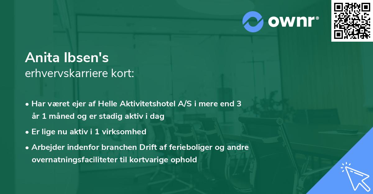 Anita Ibsen's erhvervskarriere kort