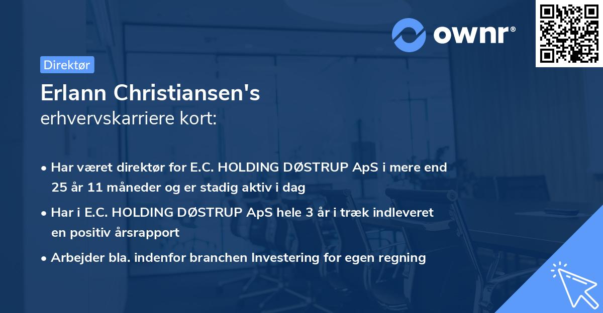 Erlann Christiansen's erhvervskarriere kort