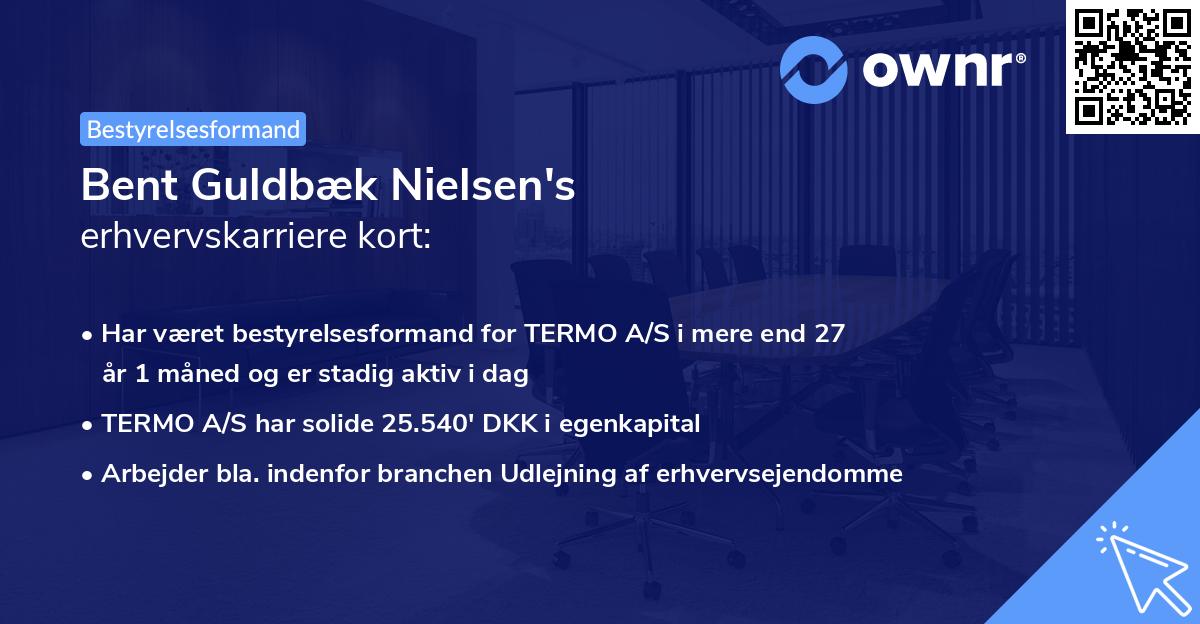 Bent Guldbæk Nielsen's erhvervskarriere kort