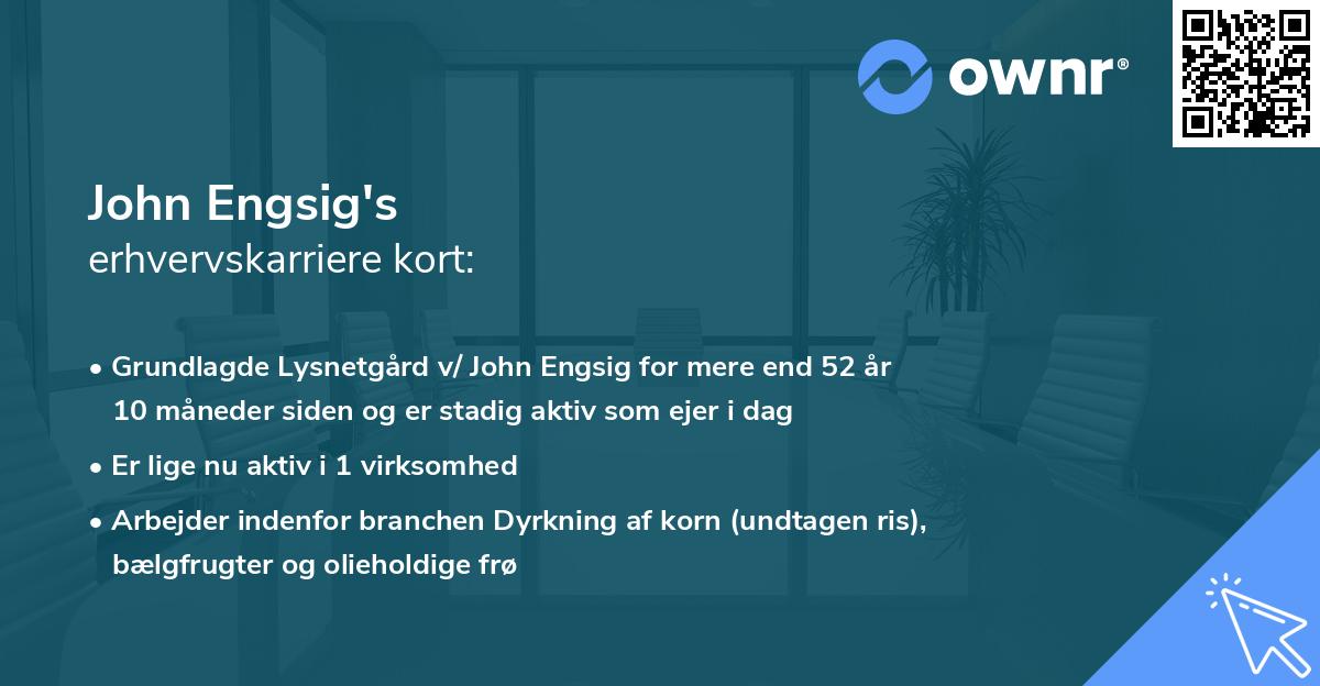 John Engsig's erhvervskarriere kort