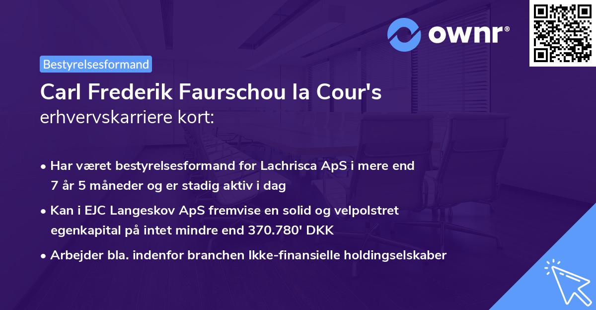 Carl Frederik Faurschou la Cour's erhvervskarriere kort