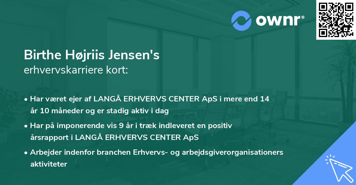 Birthe Højriis Jensen's erhvervskarriere kort