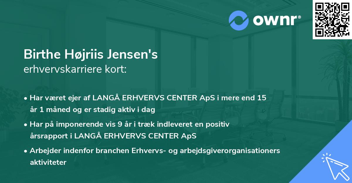 Birthe Højriis Jensen's erhvervskarriere kort