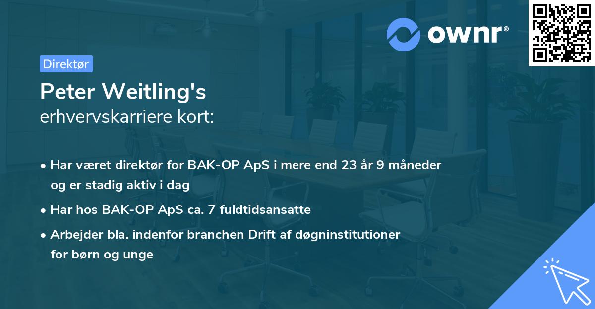 Peter Weitling's erhvervskarriere kort