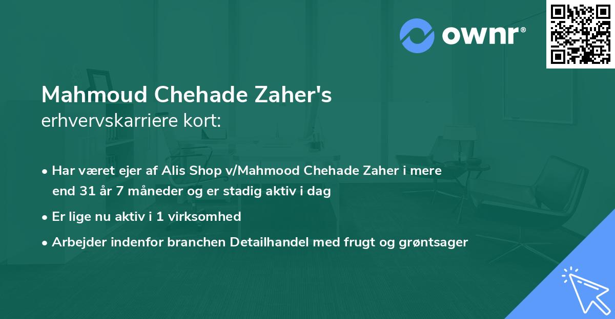 Mahmoud Chehade Zaher's erhvervskarriere kort