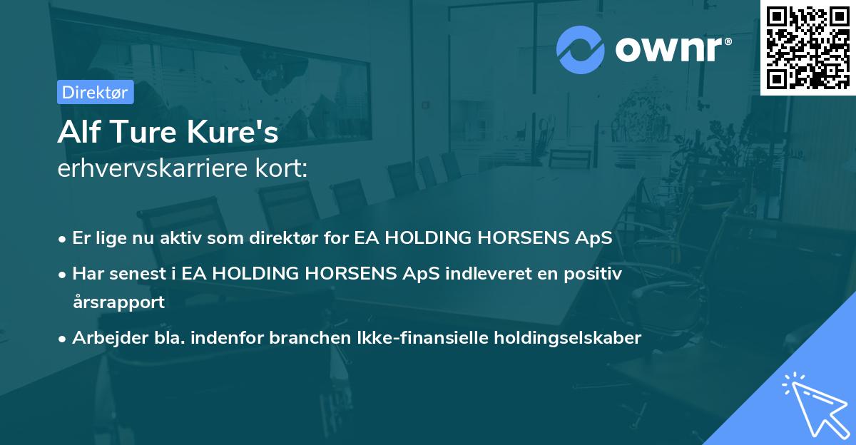 Alf Ture Kure's erhvervskarriere kort