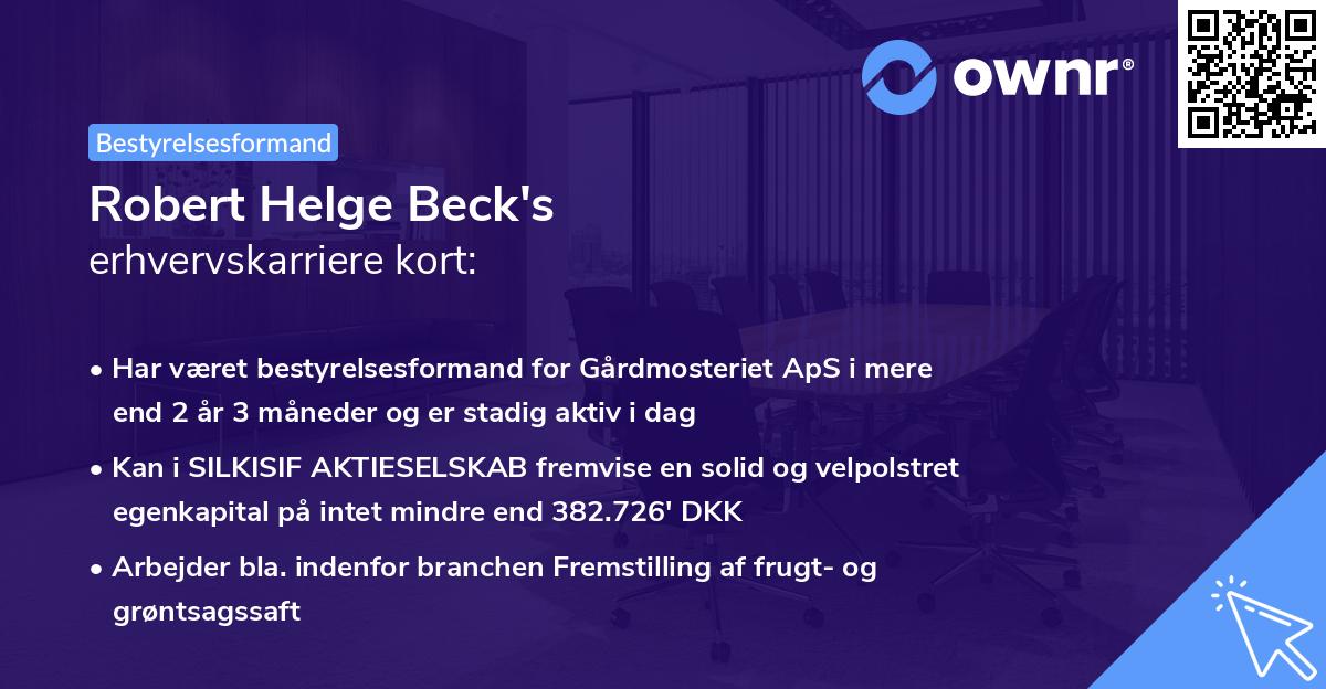 Robert Helge Beck's erhvervskarriere kort