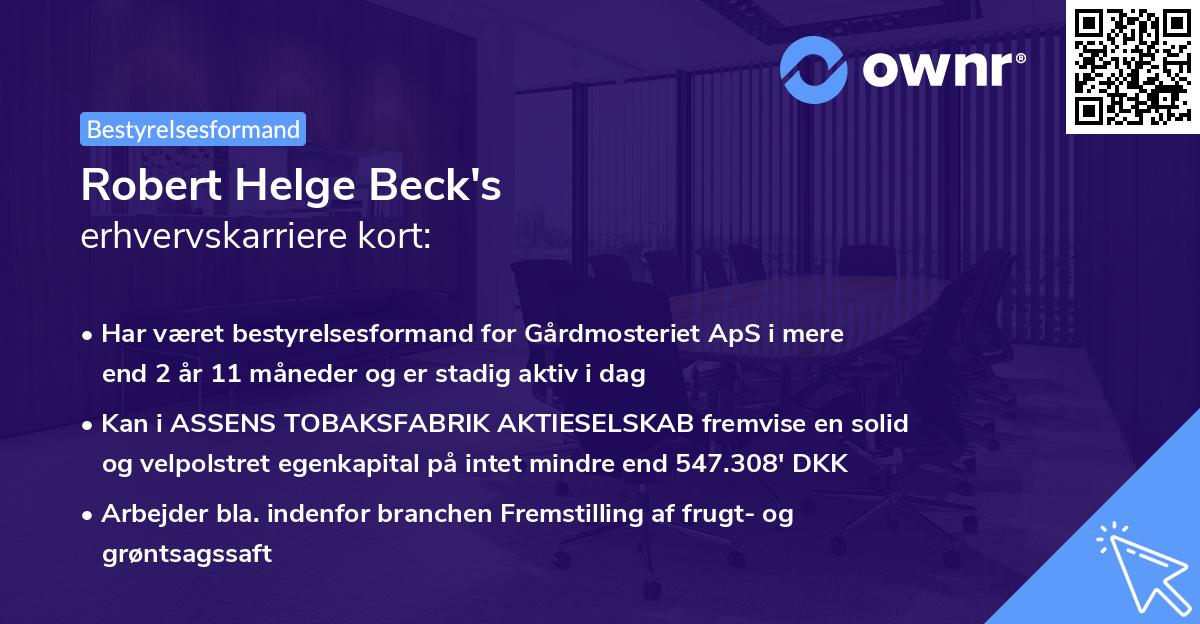 Robert Helge Beck's erhvervskarriere kort