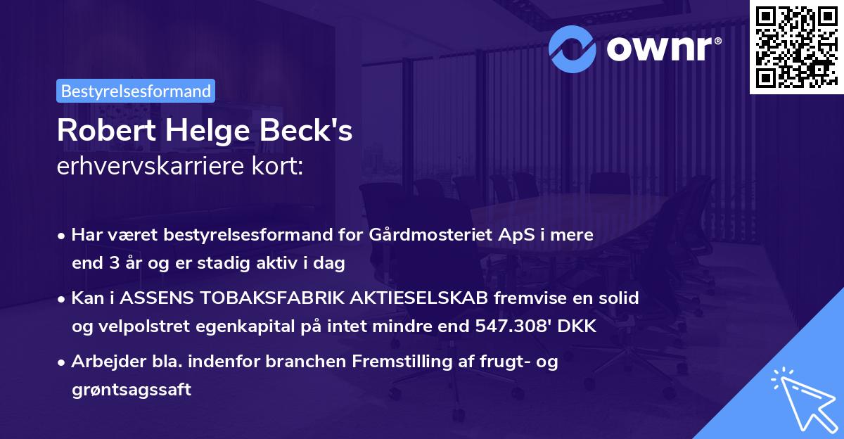 Robert Helge Beck's erhvervskarriere kort