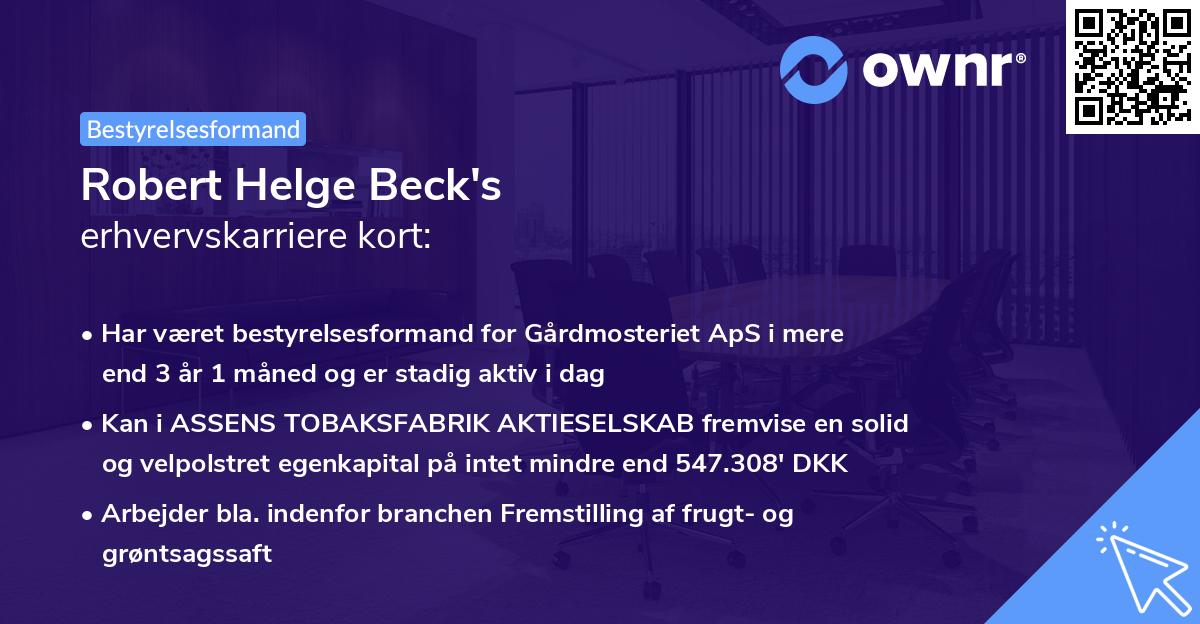 Robert Helge Beck's erhvervskarriere kort